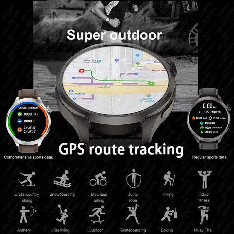 Смарт-часы с Bluetooth для мужчин, SMS-напоминание, NFC, компас, GPS, пульс, водонепроницаемые, спортивные, музыкальные, на открытом воздухе, умные часы для HUAWEI