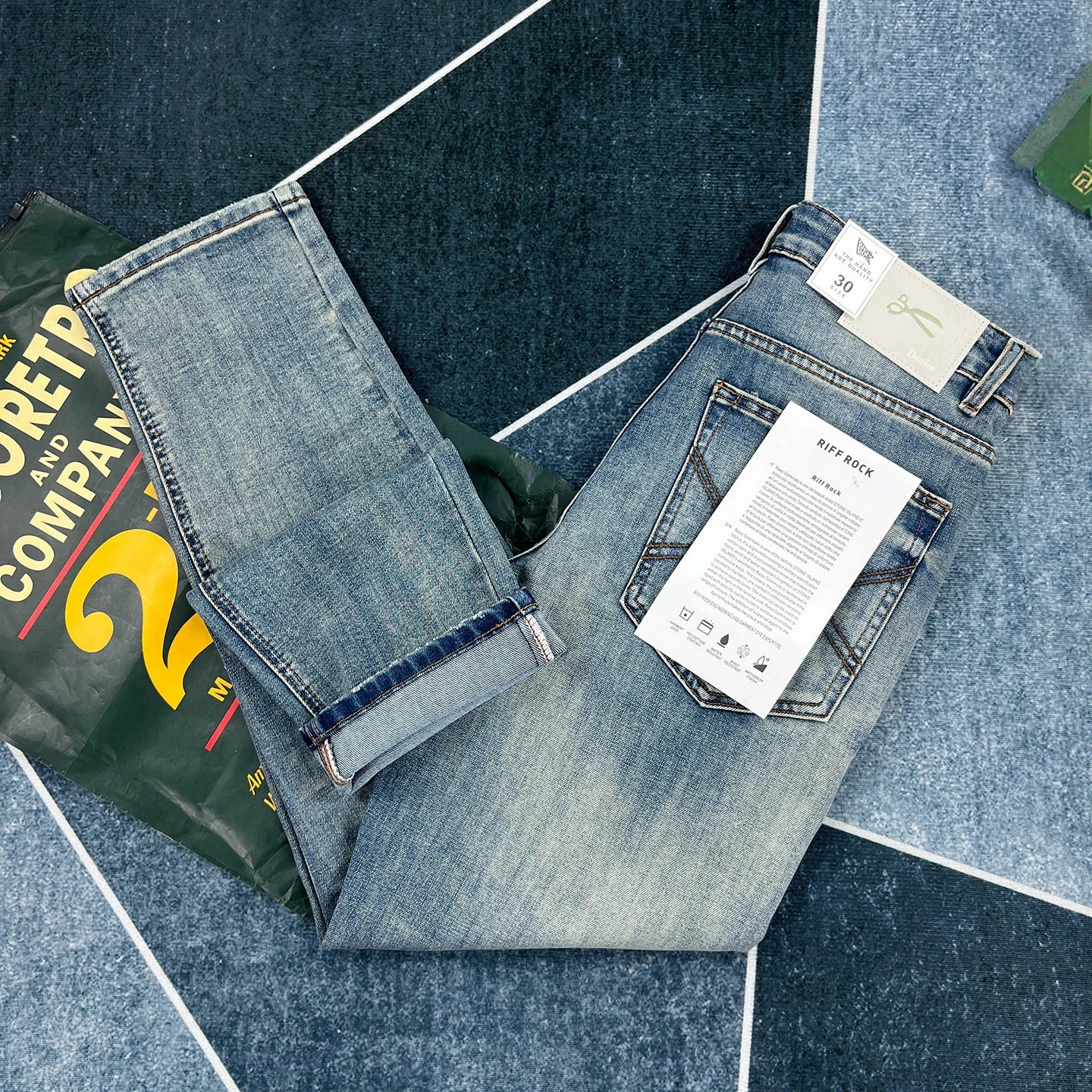 

Retro slim jeans men's heavy-duty washed Japanese casual small straight trousers