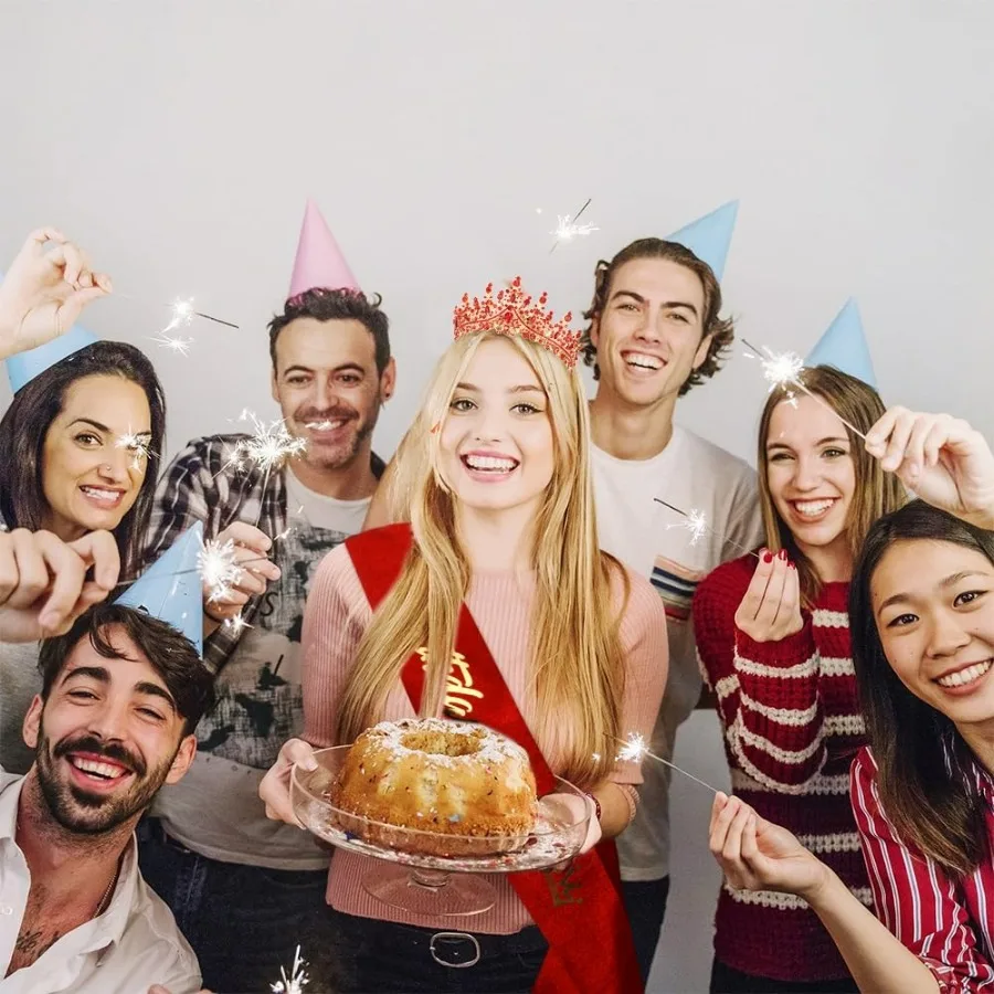 Barocke Strass-Geburtstagsköniginnen-Schärpe mit Krone, Tiara und Stirnband, Geburtstags-Schärpe mit Anstecknadel, Happy Birthday Party Dekoration – Detail 10