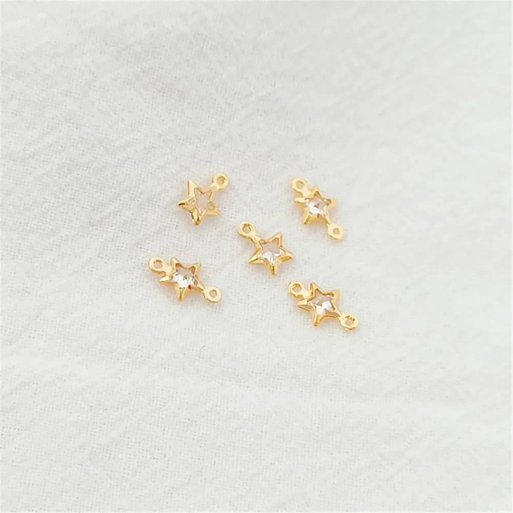 

14K Gold-plated Micro-inlaid Zircon Mini Five-pointed Star Pendant, Handcrafted DIY Bracelet, Small Pendant Accessory