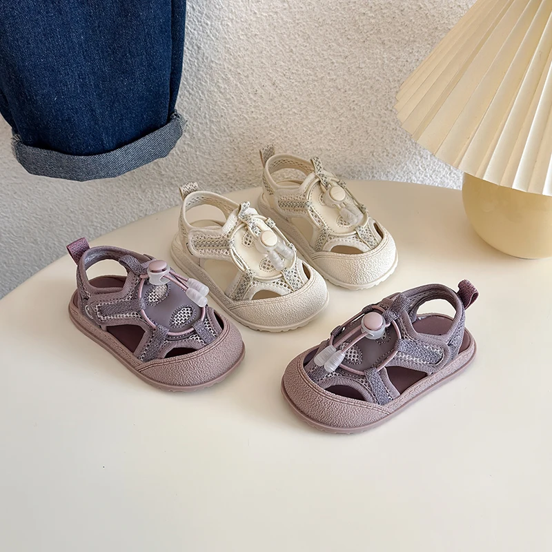 Kids Anti-Slip 2026 Summer Sandals Breathable Comfortable Mesh Casual Shoes With Adjustable Strap Non-Slip Rubber Sole For Girls