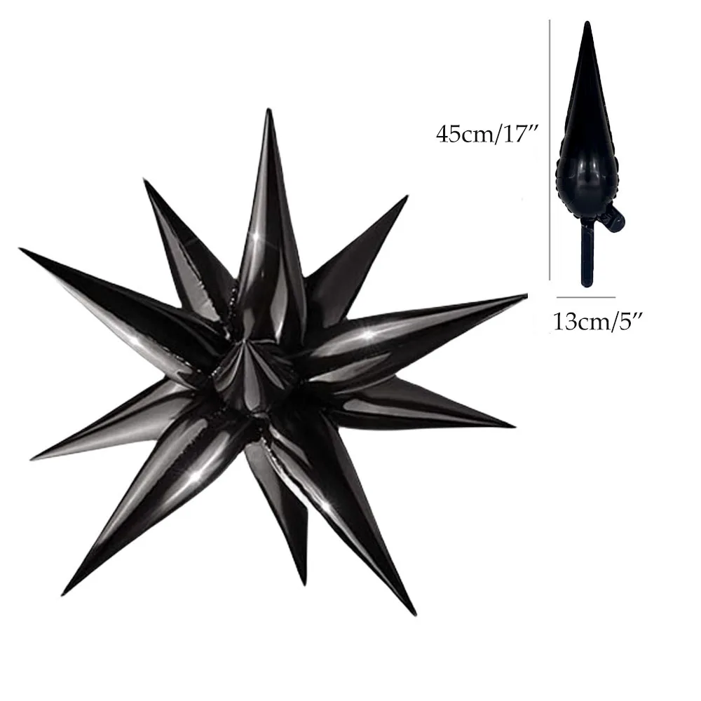 6/12 Stück Schwarz Silber Bunte Wassertropfen Ballon Explosion Stern Folienballons für Geburtstag Hochzeit Weihnachten Party Dekoration – Detail 9