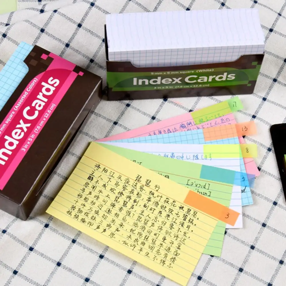 Lightweight 1 Set Great Assorted Color Study Index Card Practical Neon Index Cards Multifunctional for School