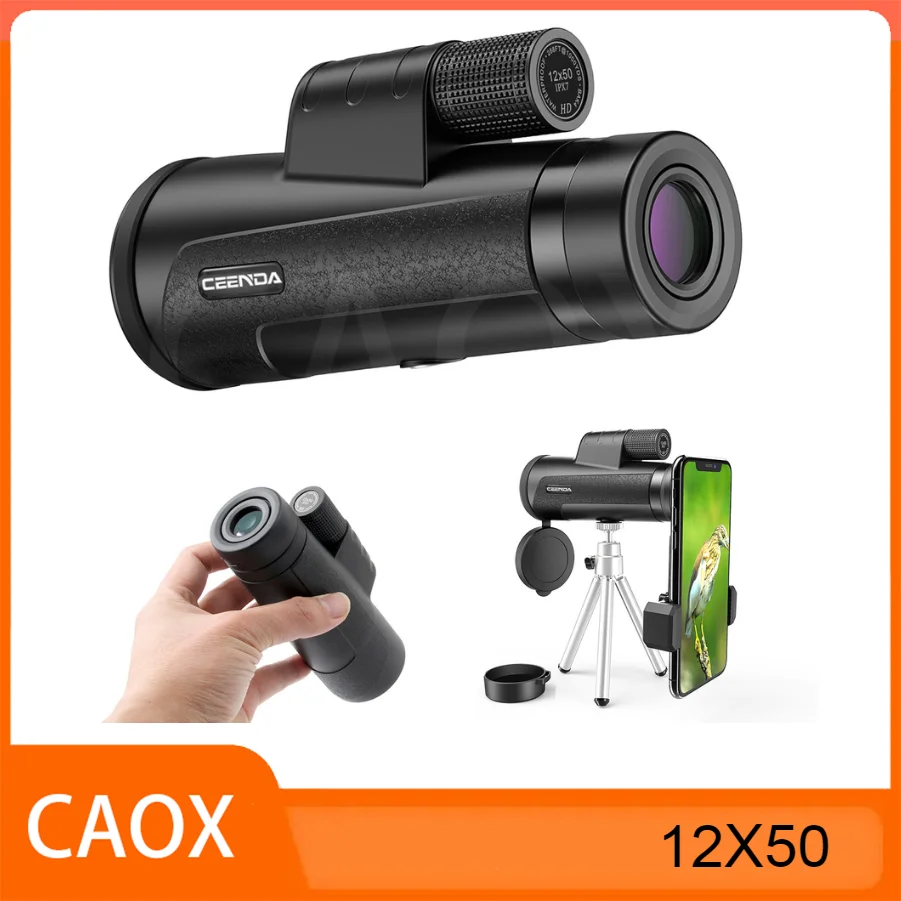 12X50 High-Definition Monocular, suitable for adults, pocket monocular, perfect for stargazing, great for gifting