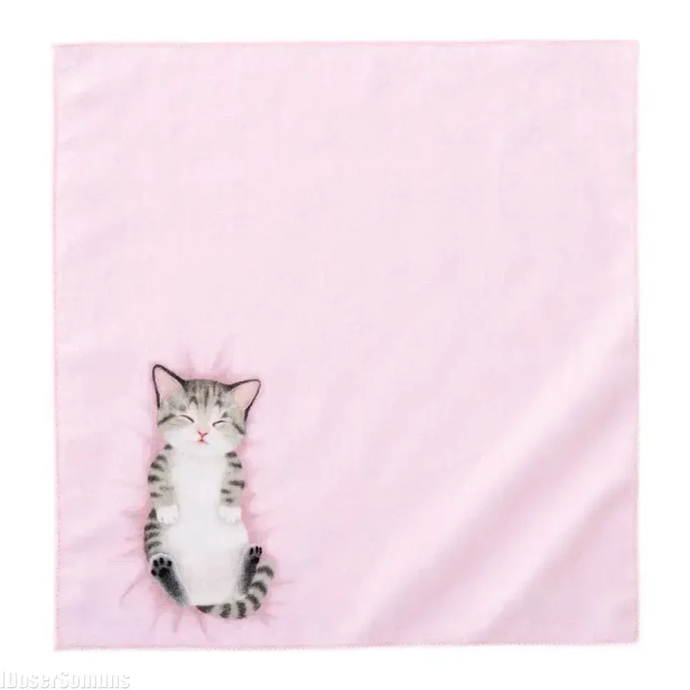 Small Home Milk Cat Handkerchief Small Hand Towel Cat Pattern Portable Sweat Catty Pocket Handkerchief Square Towel Japanese