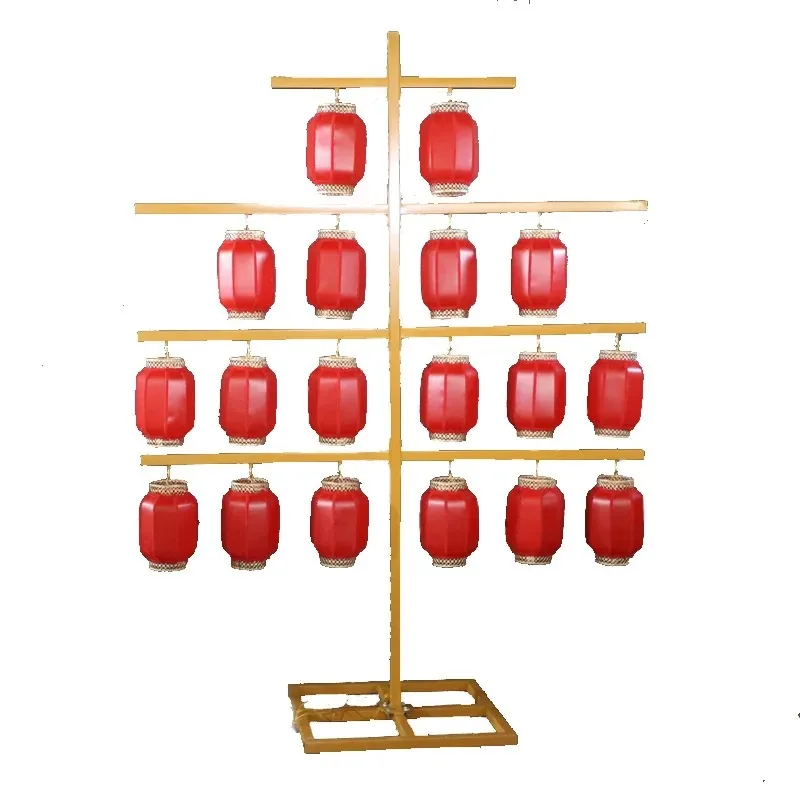 Han and Tang wedding props lantern rack Chinese wedding red lantern wrought iron screen road guide ornament arrangement