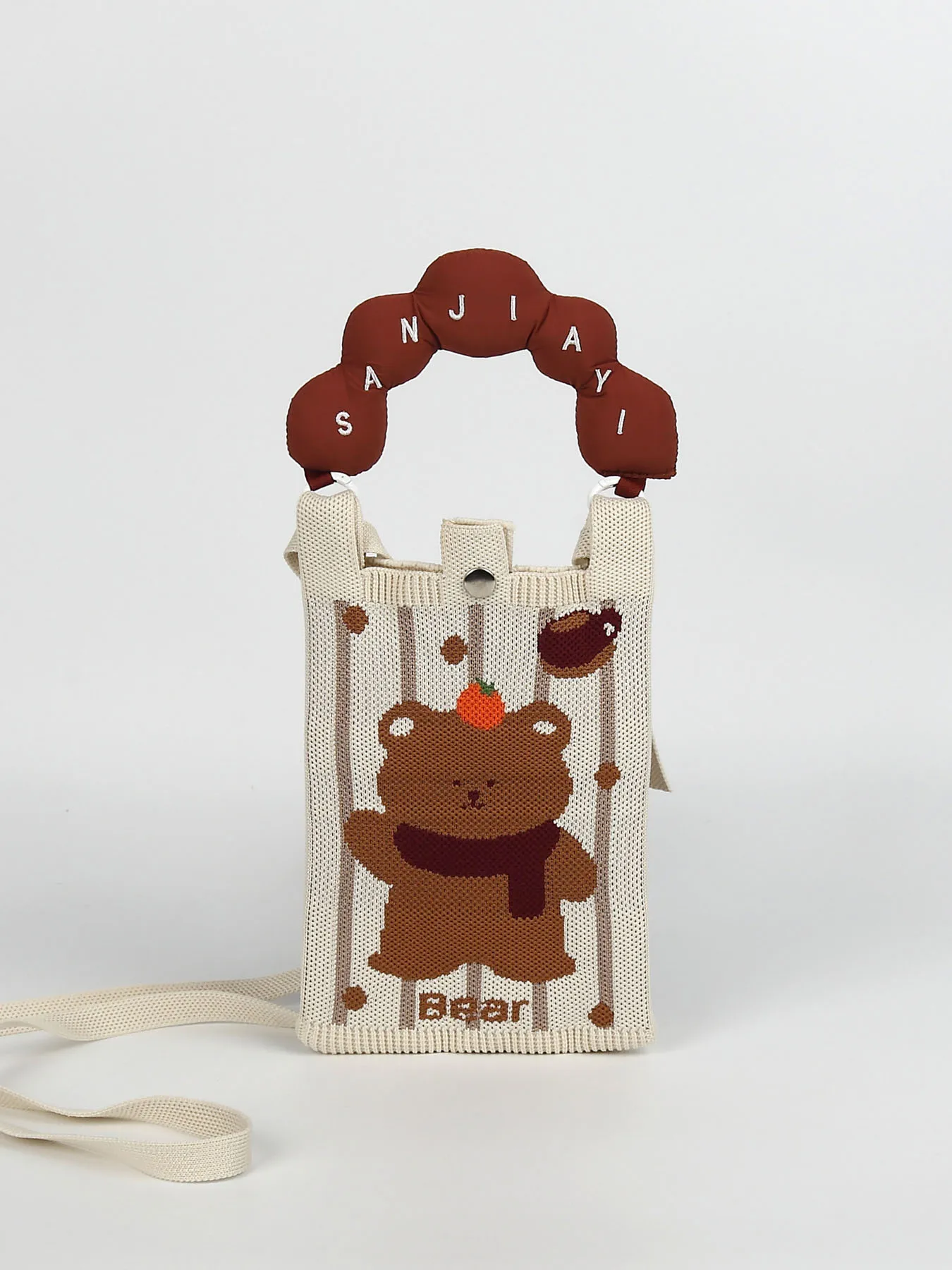 

Вязаная сумка для мобильного телефона с милым мультяшным животным, мягкая хлопчатобумажная ручка, прочная и портативная, для переноски мобильных телефонов, ключей и других мелких предметов, подходит для женщин, студентов и детей на открытом воздухе