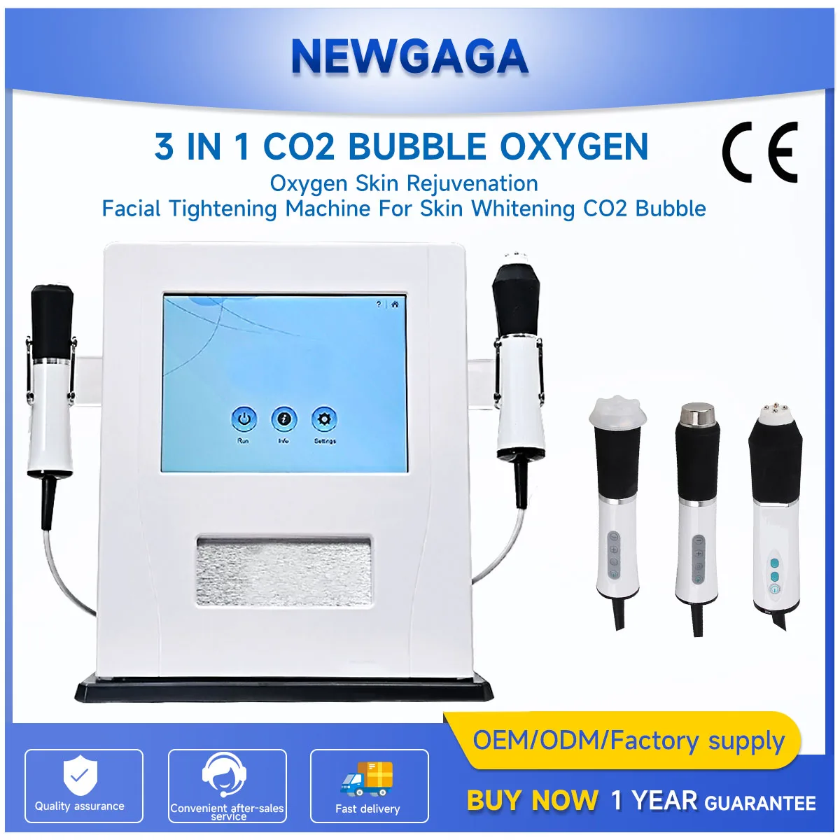 NEWGAGA 3 In 1 Ultrasound Oxygen Bubble Facial Skin Care Whitening CO2 Oxygention Therapy Skin Rejuvenation Moisturizing Machine