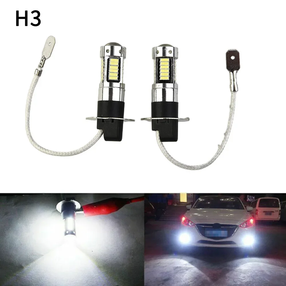 

2PCS 1Pair H3 LED Fog Light Super Bright Canbus 6000K White 100W Fog Driving Lights/Dayti/me Running Light Bulbs Conversion Kit