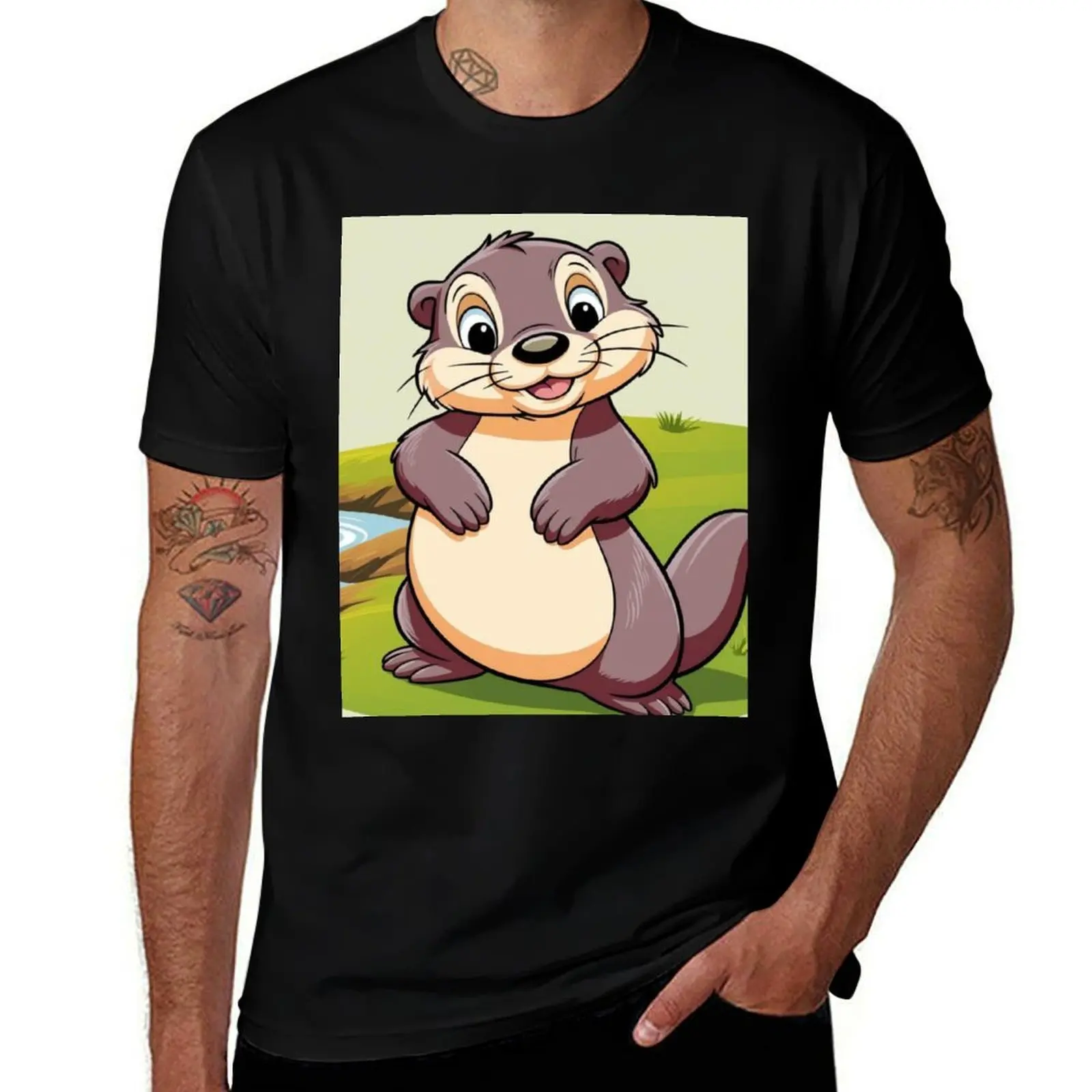 

otter cub T-Shirt anime figures man clothes cute tops Short sleeve tee fitted t shirts for men