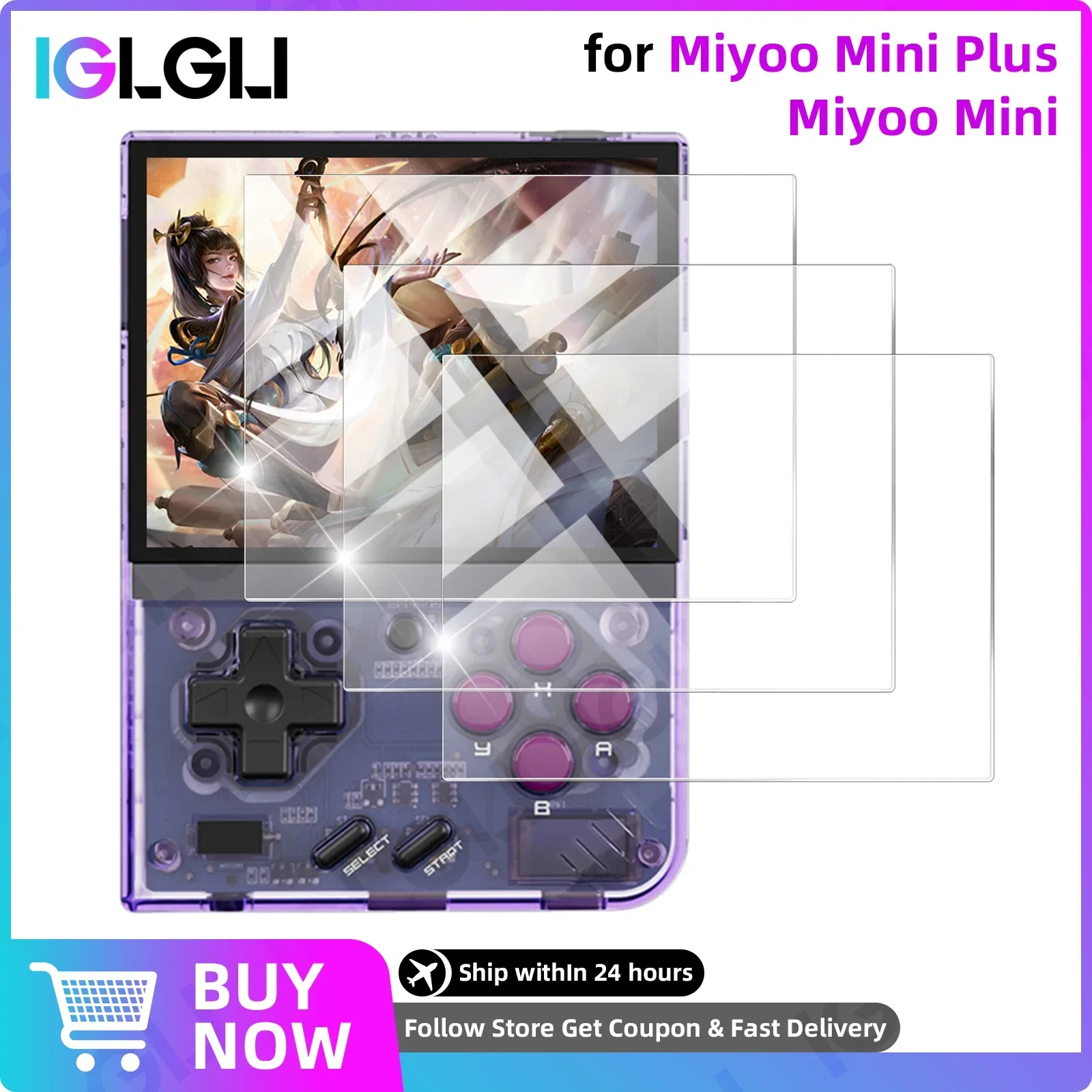

9H Tempered Glass for Miyoo Mini Plus / Miyoo Mini Screen Protector Clear HD Anti-scratch Protective Film Gaming Accessories