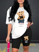 Cute And Fashionable Plush Bear  Woman Shorts Sets Soft Regular Short Sleeved Suit Sweet Nice Clothes Sports Comfy Two Piece Set