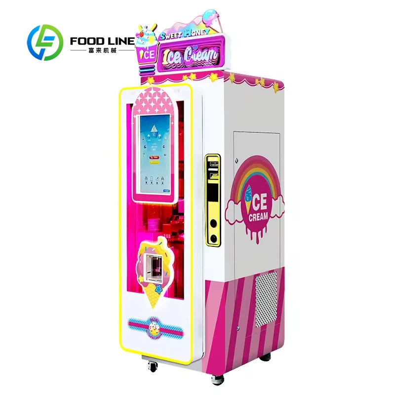 Máquina expendedora de robots de tamaño personalizado, helado azul, brioche, yogur helado