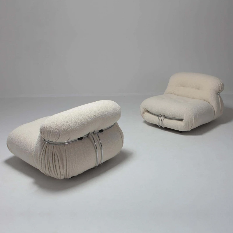 

High quality Home Hotel single sofa Luxurious white sheepskin shearing chair