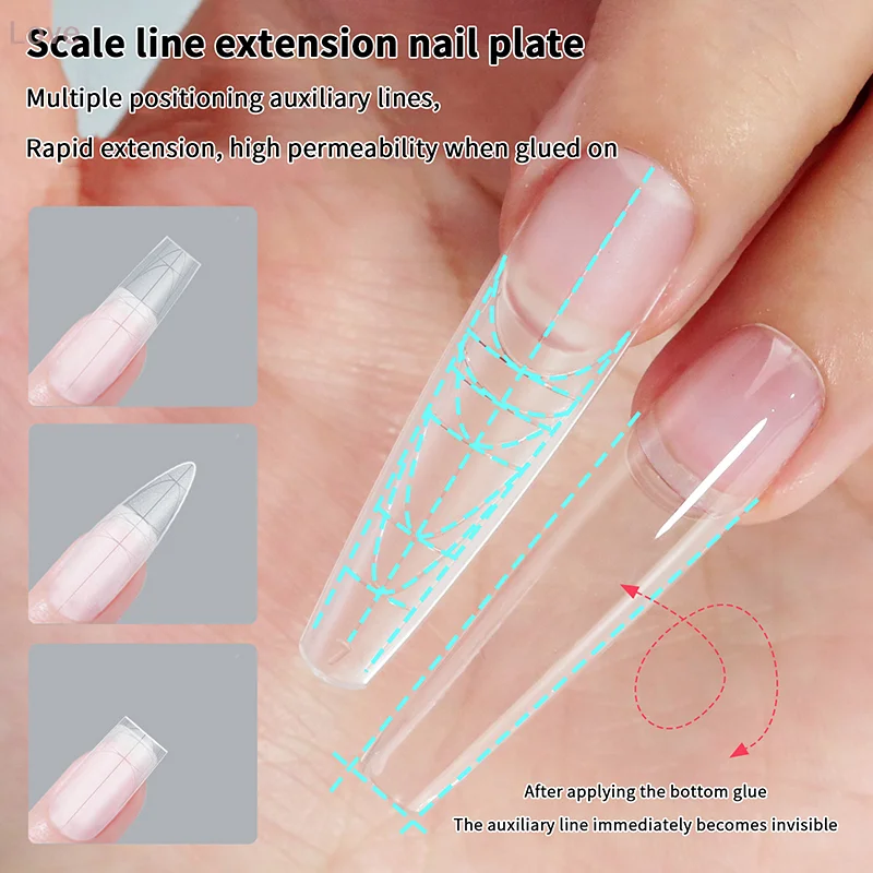 [L&P] 240 قطعة شبه منحرف طويل T ماتي لينة هلام مسمار نصائح Traceless مع خطوط مساعدة متعددة الوظائف غطاء كامل أظافر وهمية للتمديد
