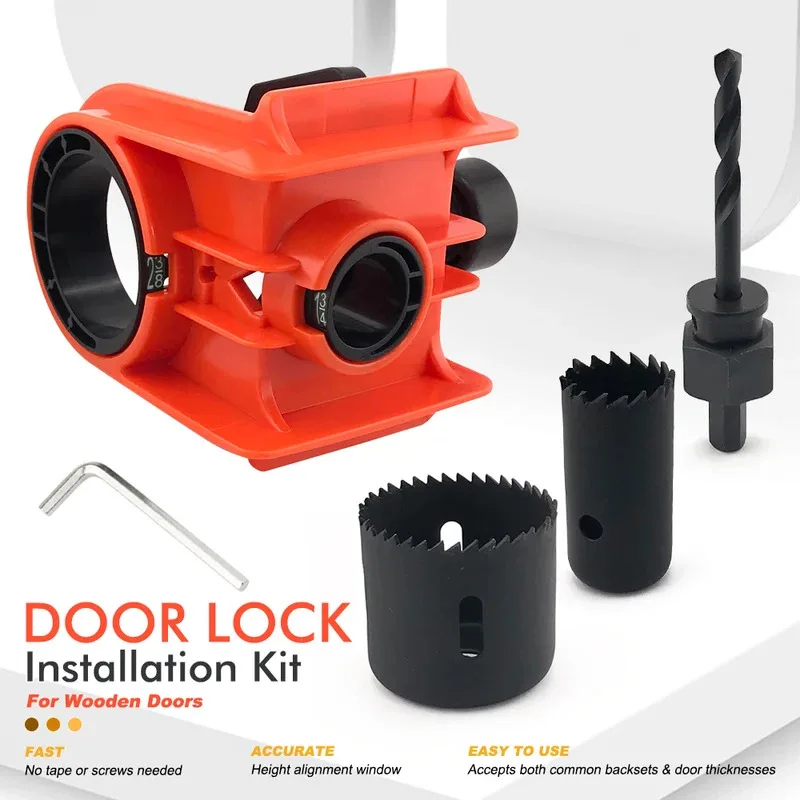 Ball Lock Hole Opener Door Lock Installation Kit C-Clamp Design Only for Wood Doors 2 Adjustable Bushings Easy Installation