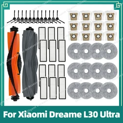 Compatible avec l'aspirateur robot Xiaomi Dreame L30 Ultra, Brosse Principale, Brosse Latérale, Filtre Hepa, Chiffon de Mop, Sacs à Poussière, Accessoires