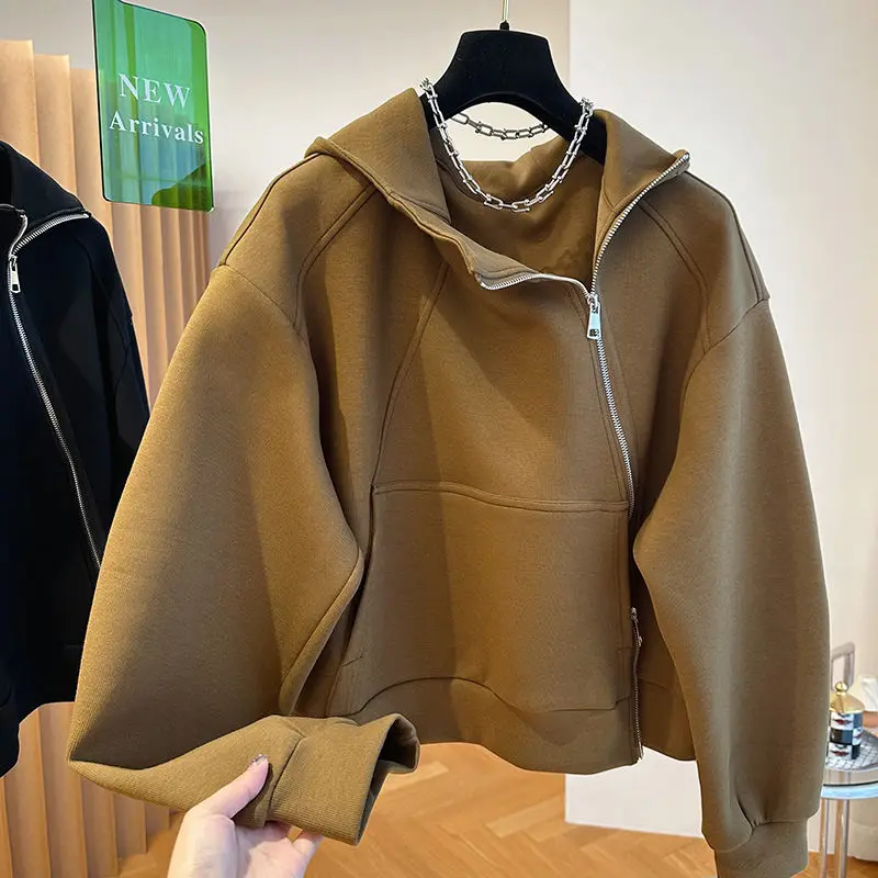 

Loose Fit Hooded Zipper Cardigan Sweatshirt Men's Autumn Winter plus Size A-Line Outerwear Casual Streetwear Trendy Top