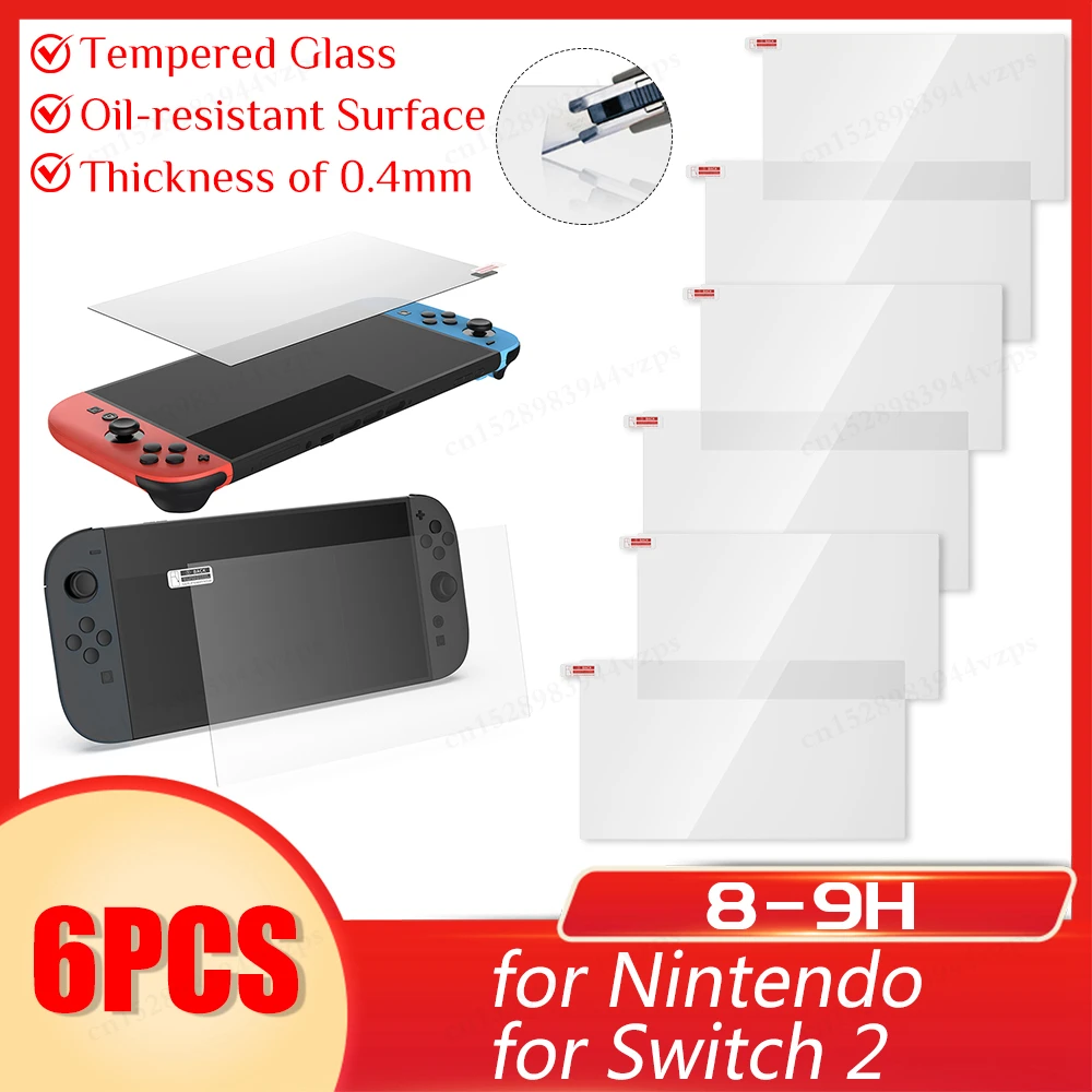 6-2Pcs Protective Glass for Nintendo Tempered Glass Anti-Scratch Screen Protector for Switch 2 NS Accessories Protective Film