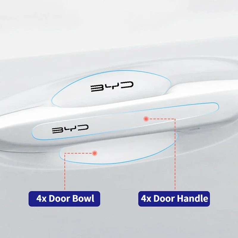 8pcs BYD Door Handle Protective Stickers - Anti-Scratch - Image 3