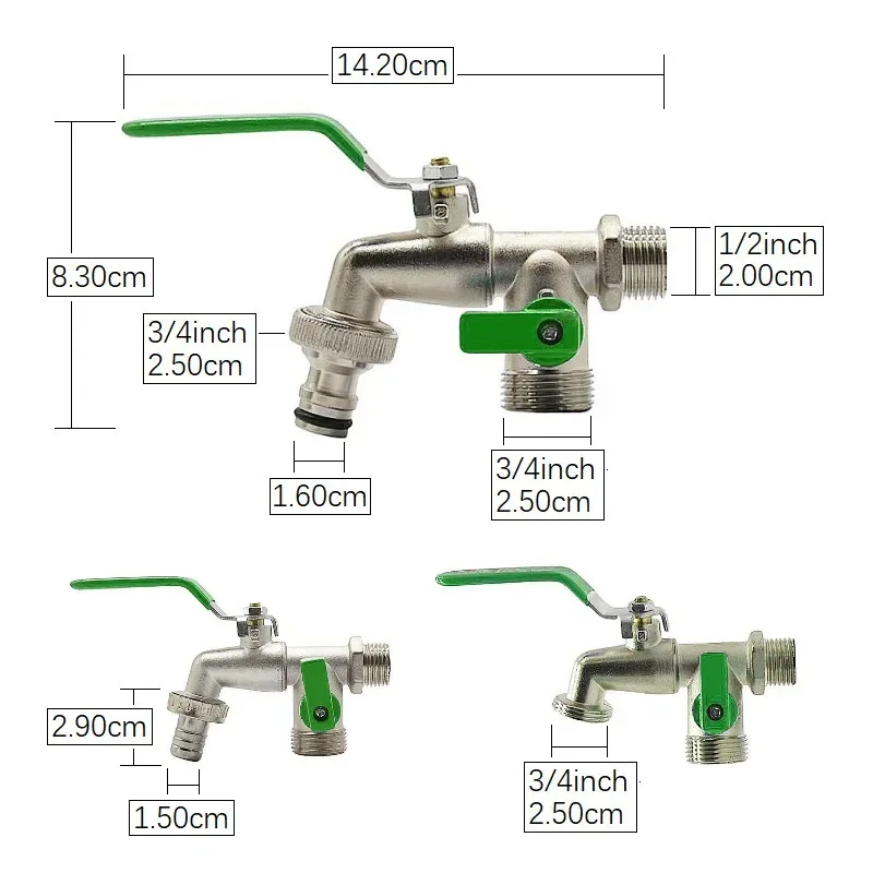 

IBC Water Tank Connector 1-Way Hose Replacement Fitting Garden Irrigation Faucet Adapter Zinc Alloy Tap Joint Ball Valve