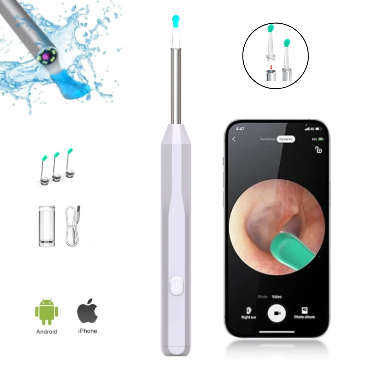 WIFI Visual Ear Cleaner Otoscope Camera with 6 LED Lights 3.9mm Mini Ear Wax Removal Camera Tool Take Video HD Earpick