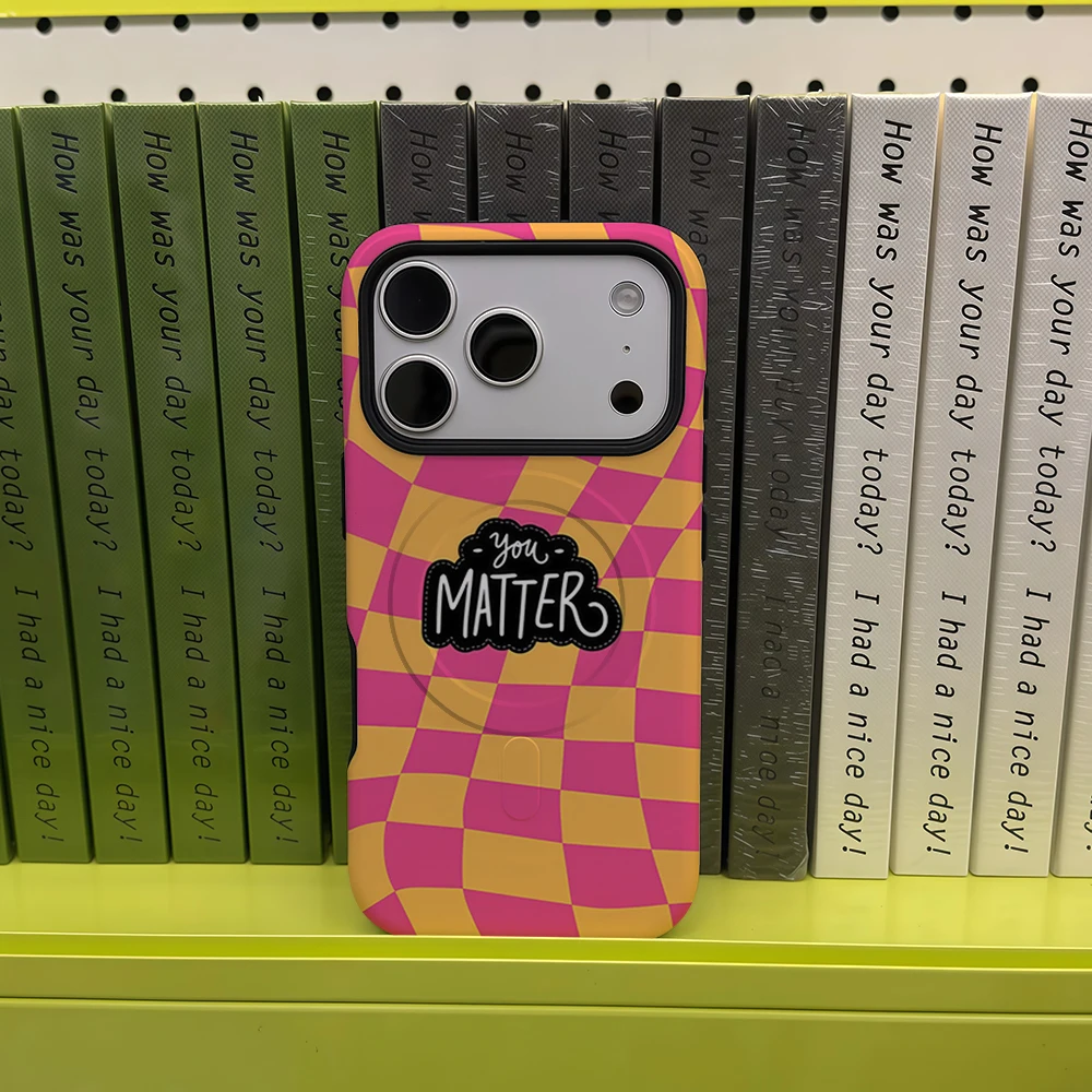 Pink-Orange Kariertes Slogan-D – Phone Cases Orange Bewertung und Preis