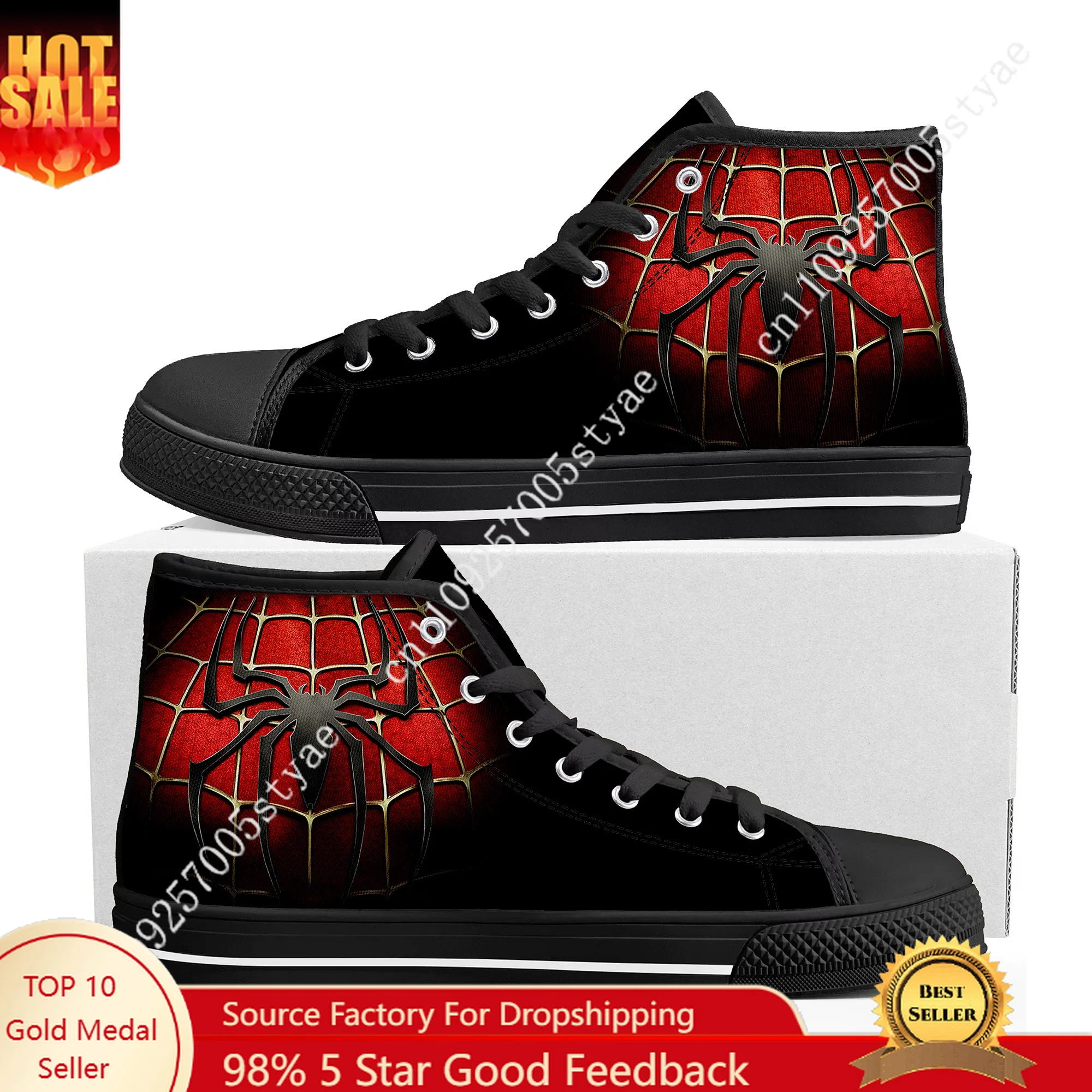 

Spider Man Peter Benjamin Parker High Top High Quality Sneakers Mens Womens Teenager Canvas Sneaker Custom Made Couple Shoes