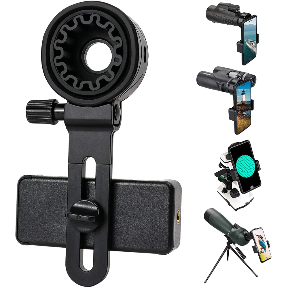 Telescope Phone Adapter Mount for Compatible Binoculars, Monocular, Microscope, Spotting Scope, Telescope