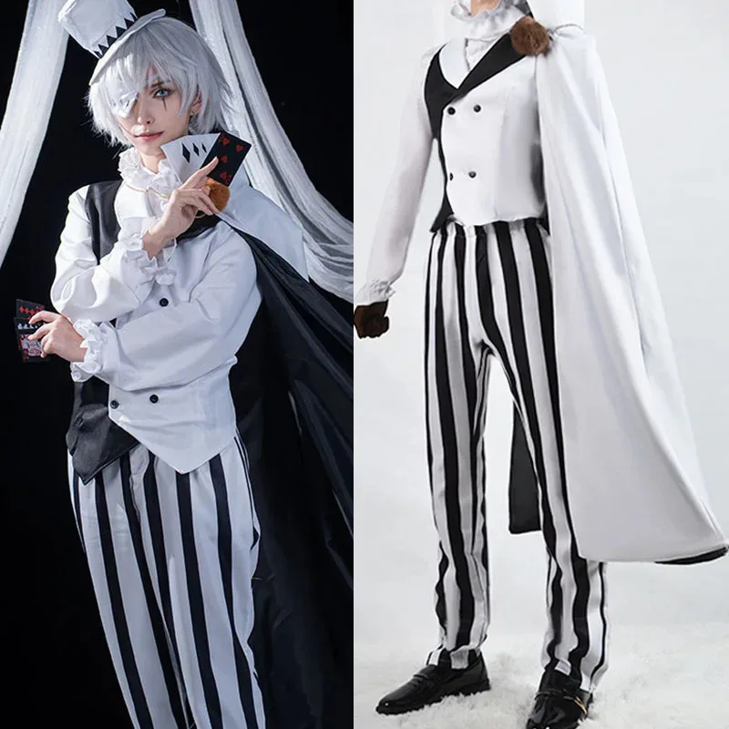 ❤Bungo Stray Dogs Nikolai Gogol Cosplay Costume Hat Wig Season 4 Cloak White Black Uniform Wig Anime Hunter Dogs Halloween Co★❤★ view 4