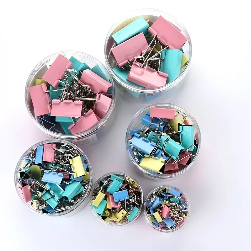 60pcs 4 Colors 6 Sizes Ins Colors Gold Sliver Rose Green Purple Binder Clips Large Medium Small Office Study Binder Clips