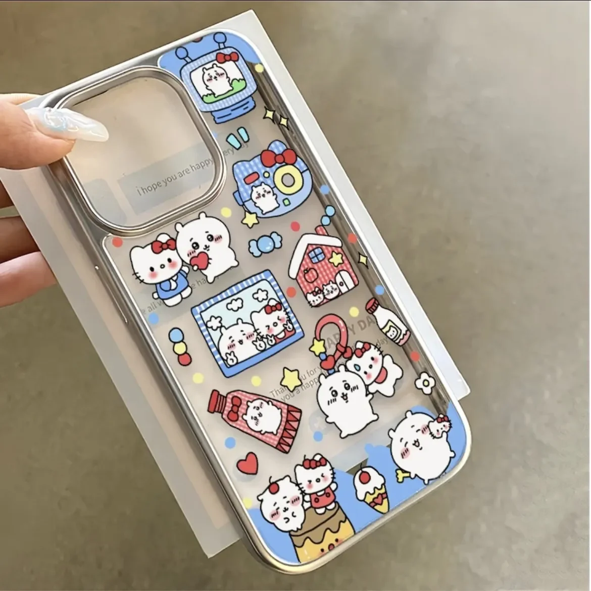 Ins Cartoon Cute Holle Kitty Chiikawa iPhone Case For iPhone 16 Pro Max 15 14 13 12 11 Xr Xs Max Mini 7 8 PLUS Y2K Phone Cases