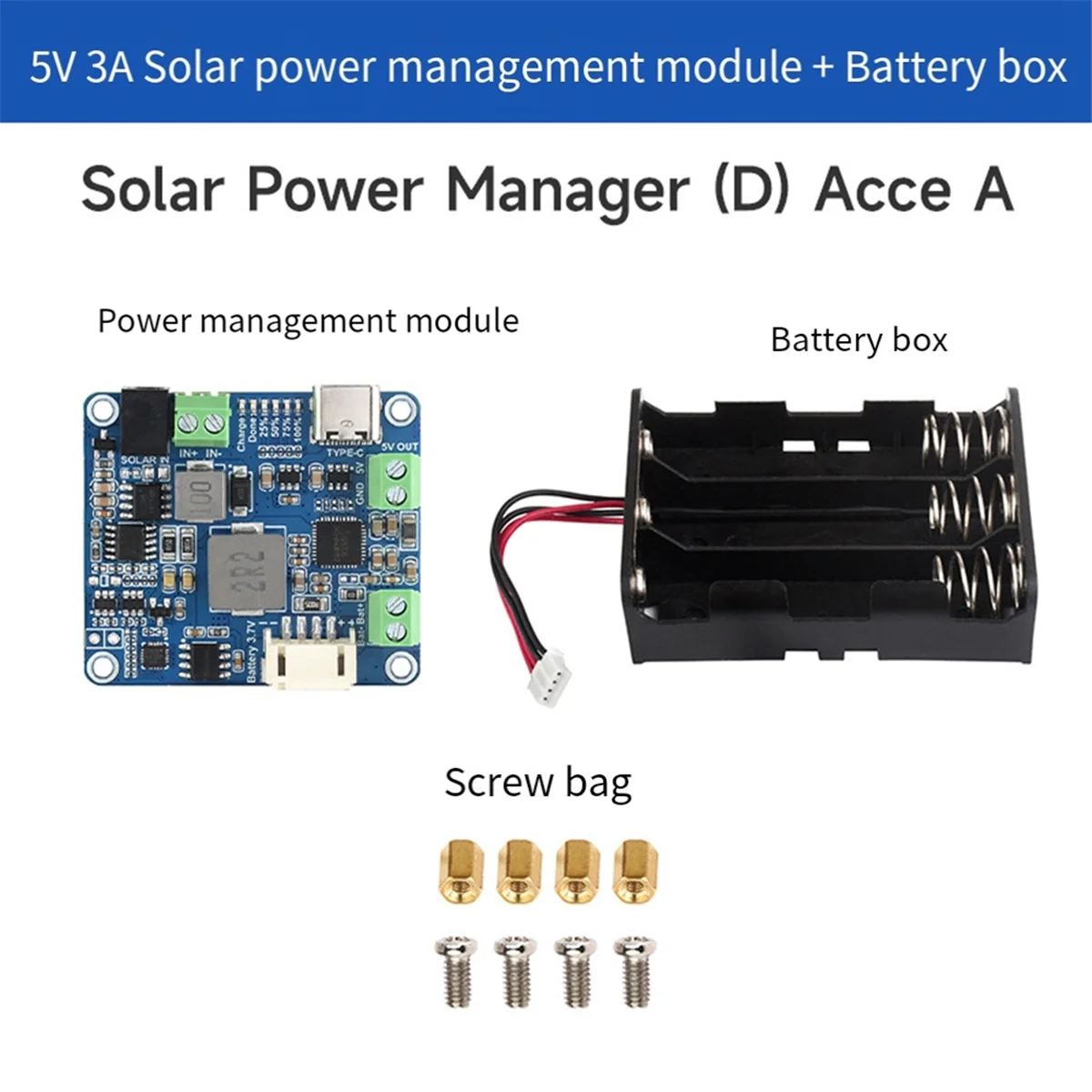 Mpptバッテリーケース付きソーラーパネル管理モジュール,6v-24v,タイプc,5v,3a,安定化出力をサポート