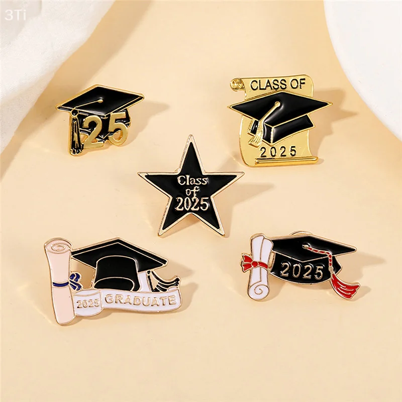 2025 New School Graduation Season Enamel Brooches Creative Bachelor's Hat Lapel Pin Badge Students Friends Jewelry Gifts