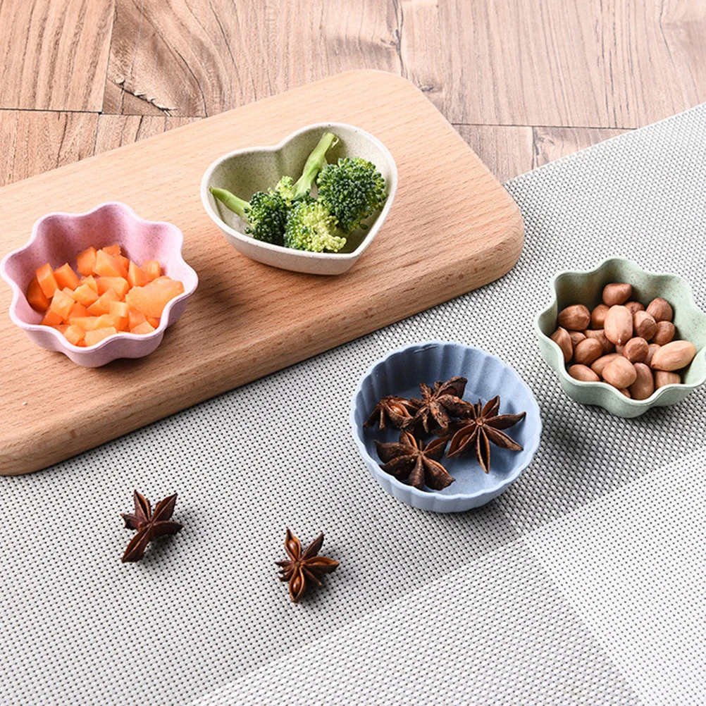 

12Pcs Seasoning Dishes Colorful Dipping Bowls Modern Sauce Containers Flower Heart Round Shapes Multipurpose Kitchen