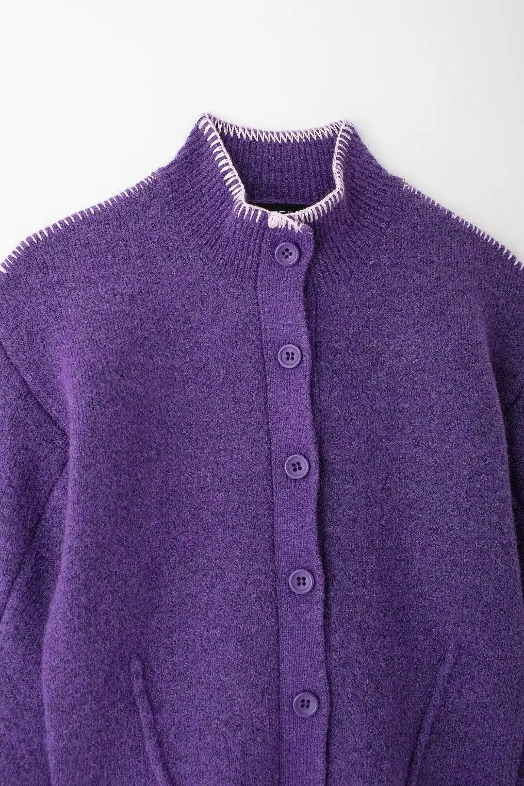 Tangada 2024 Women Elegant Purple Cardigan Sweaters Buttons Long Sleeve Female Crop Jumper 3H0822