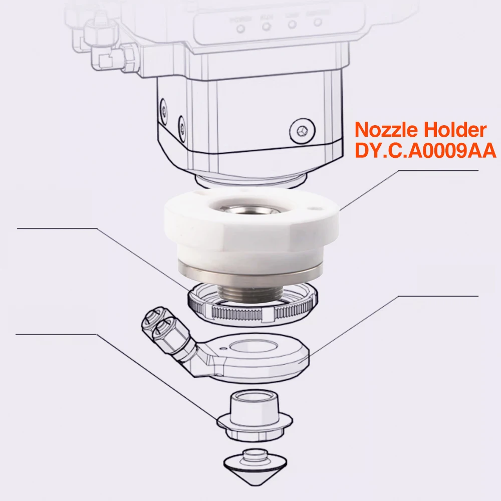 

Оригинальный держатель сопла BOCI Laser Ceramic Nozzle Holder DY.C.A0009AA M16*1 с водяным охлаждением для лазерной режущей головки BOCHU BLT643