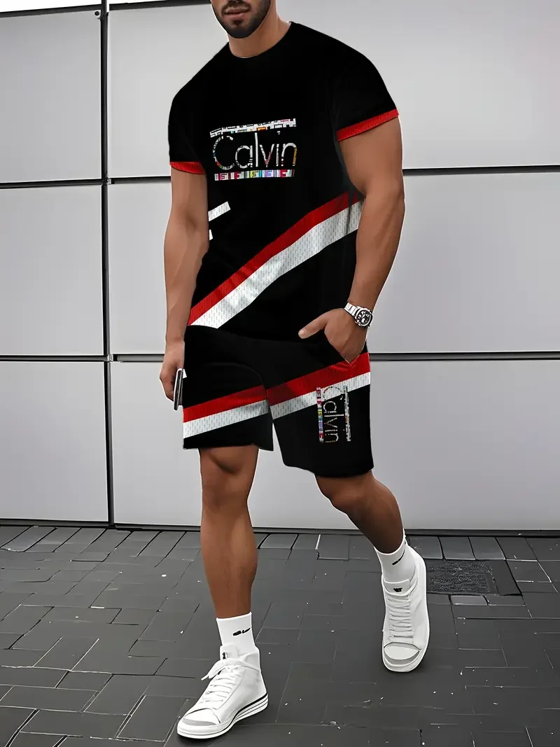 

2025-26 Summer New Hot-selling Fashion Design 3D Printing Design Comfortable Leisure Travel T-shirt/short-sleeved Shorts Set