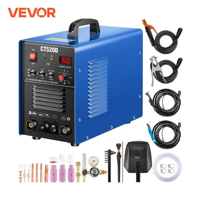 VEVOR 50A/200A CT520D Air Plasma Cutter 3 in1 Combo IGBT Inverter TIG/MMA/Stick Multi saldatore acciaio ferro alluminio saldatrice