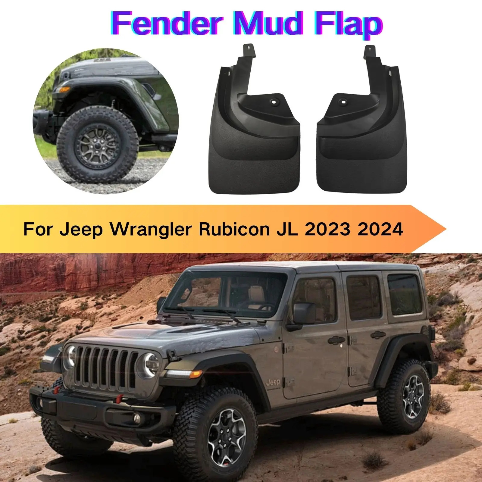 

Брызговики для Jeep Wrangler Rubicon JL 2023 2024, переднее и заднее крыло, щитка от грязи, новинка, брызговики, автомобильные аксессуары