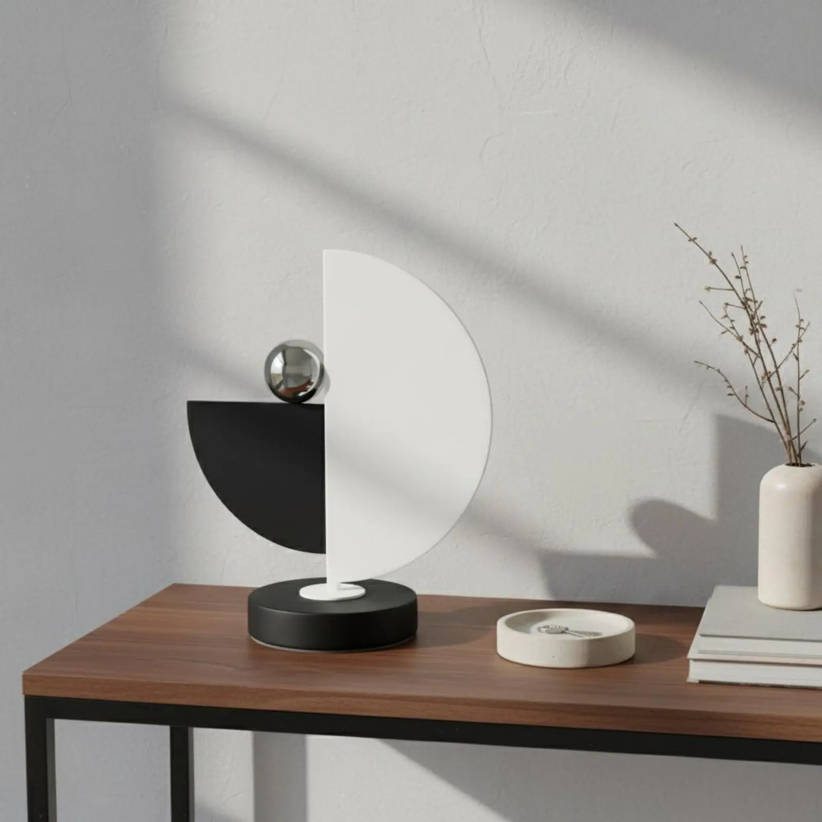 

Black and White Decor Statue Metal Geometric Sculpture Abstract Statue Minimalist Desk Decoration Luxury for Living Room, Office