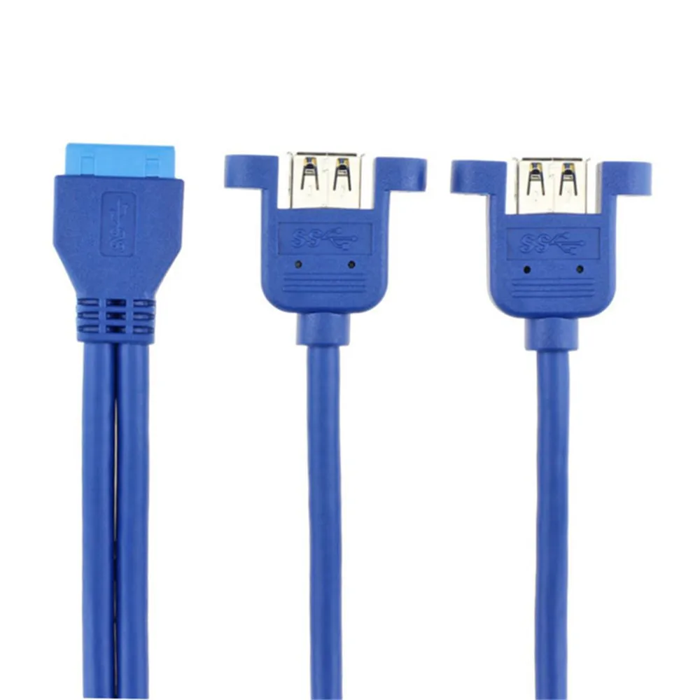 Le câble adaptateur avec oreilles peut réparer les tos 0.3M-8M, câble de données USB 3.0, carte mère 20p vers double USB 3.0 Tains