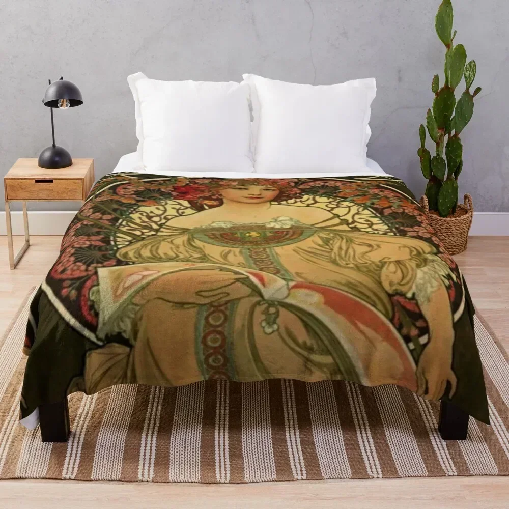

Alphonse mucha -1860 - 1939 Throw Blanket Year Round Soft Comfortable Blanket for Home