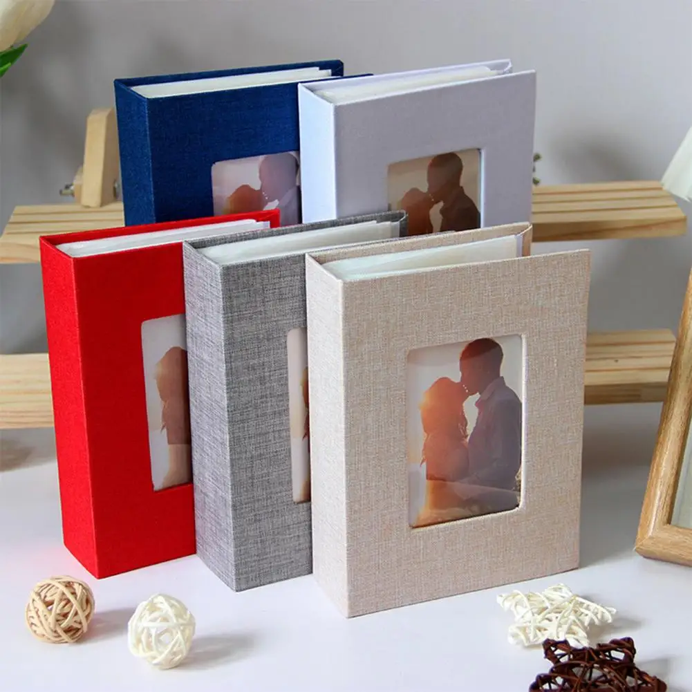 Slip-in Photo Album Linen Cover 50 Pages 100 Pockets 4x6-Inch Wedding Travel Kids Family Anniversary Picture Collection Book