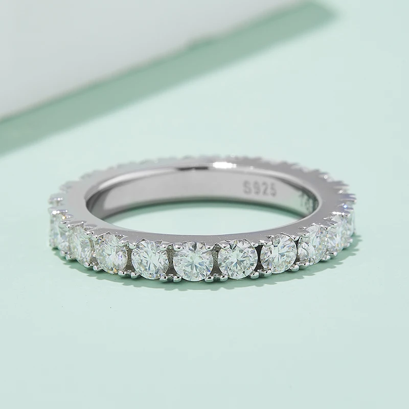 

Женское кольцо с муассанитом VVS1, обручальное кольцо из серебра 2024 пробы с бриллиантом D-образного цвета, подарок