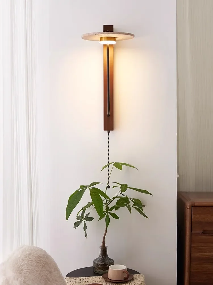 Japanese Retro Bedside Natural Yellow Cave Stone Wall Lamp Bedroom Living Room Hotel Staircase Corridor Homestay Art Lighting image 3
