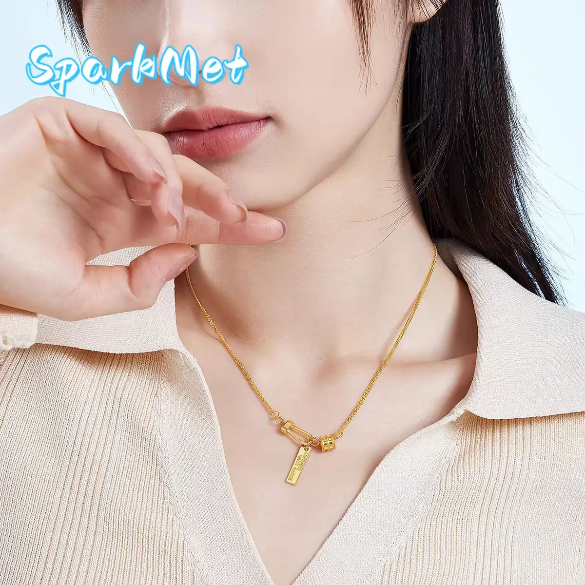 

Sparkmet Women's 9999 24K Real Gold Versatile High Small Barbarian Waist One Piece Clavicle Chain Gift to Girlfriend bracelet pe