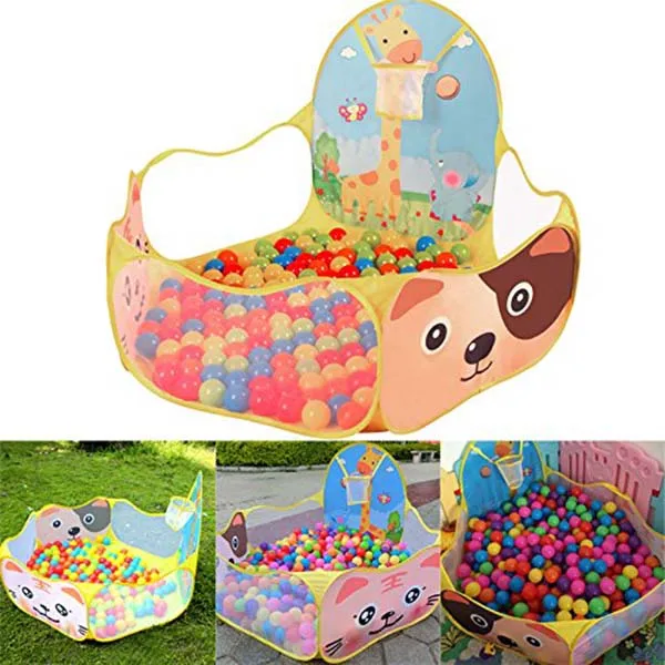 Baby Ball Pool Baby Play Tent Portable Baby Ball Ocean Pool and Basketball Hoop Animal