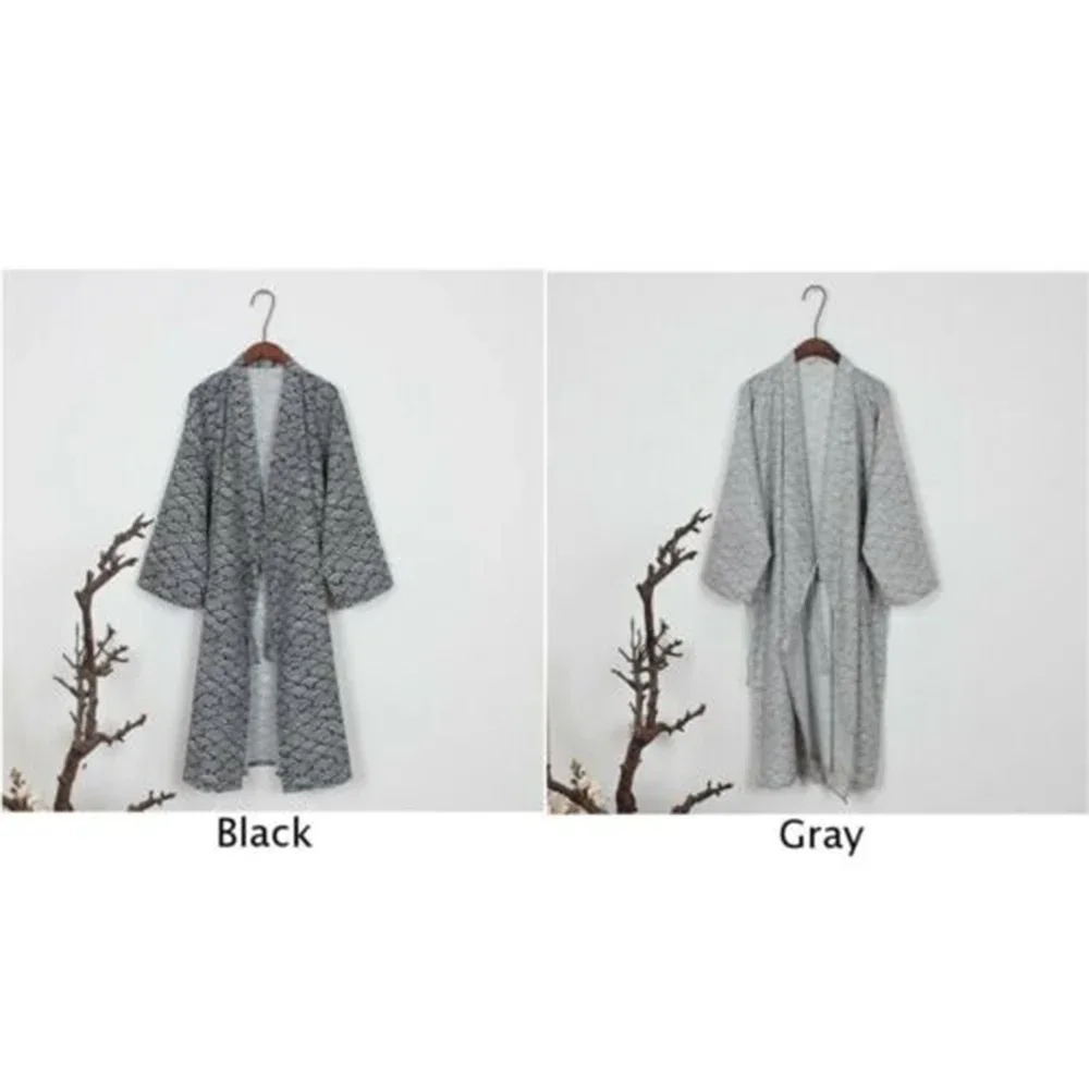 Accappatoio classico giapponese da uomo Indumenti da notte Yukata Kimono Abito da notte in cotone Accappatoio delicato sulla pelle Allentato Casual Homewear Pigiama