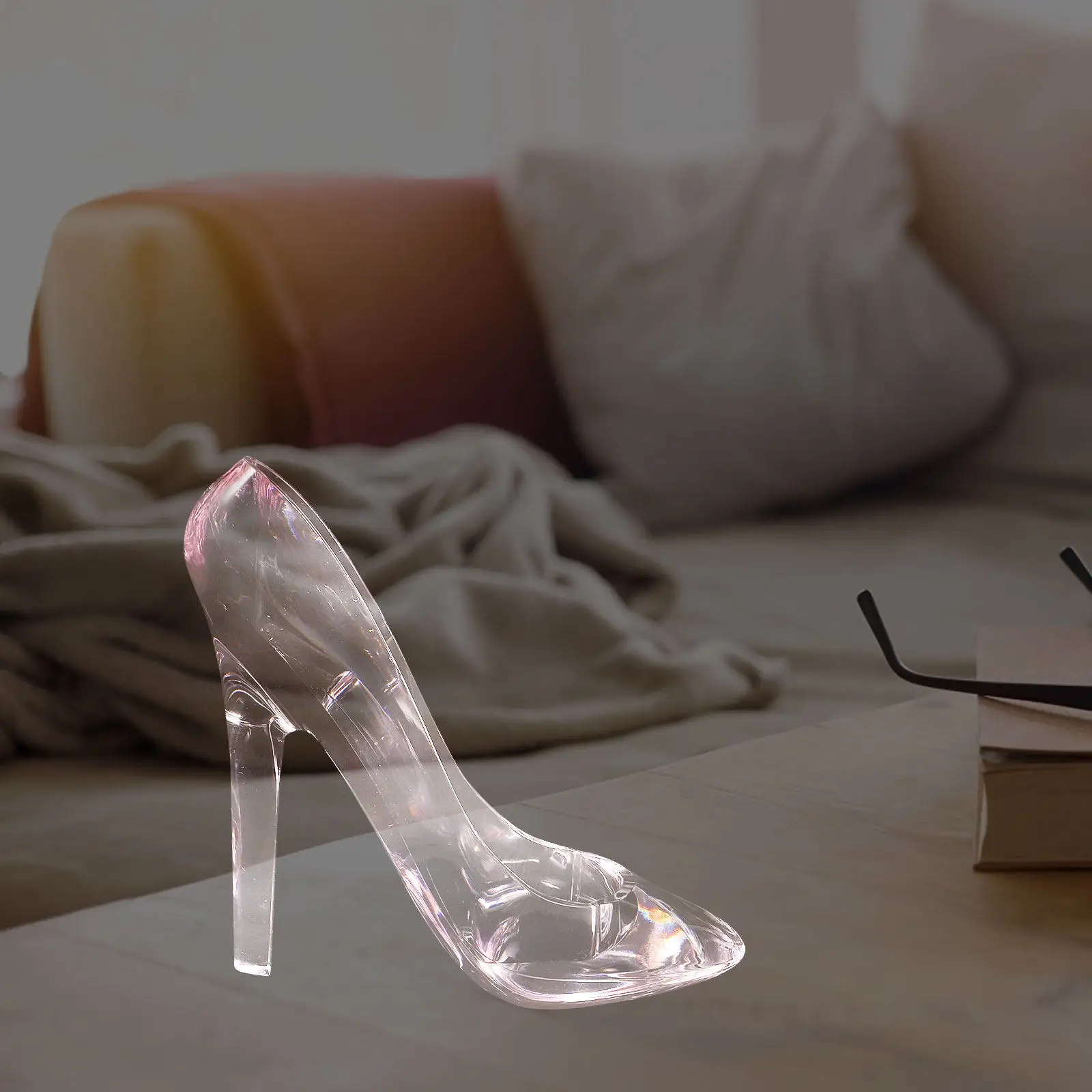 Princess Slipper Statue Acrylic High Heel Shoe Ornament for Christmas Thanksgiving Birthday Desk Tabletop Porch Shop Decoration